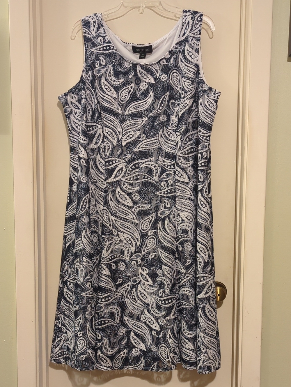 Perceptions Navy and White Paisley Midi Dress